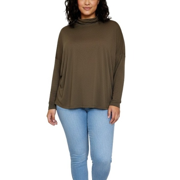 Tahari Size 3X Mock Neck Long Sleeve Turtle Neck Layer Piece Basic Soft Stretch - Picture 1 of 9